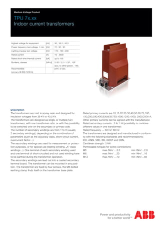 ABB TPU7 Indoor Current Transformers (CT) MV Medium Voltage 36kV 38.5kV ...