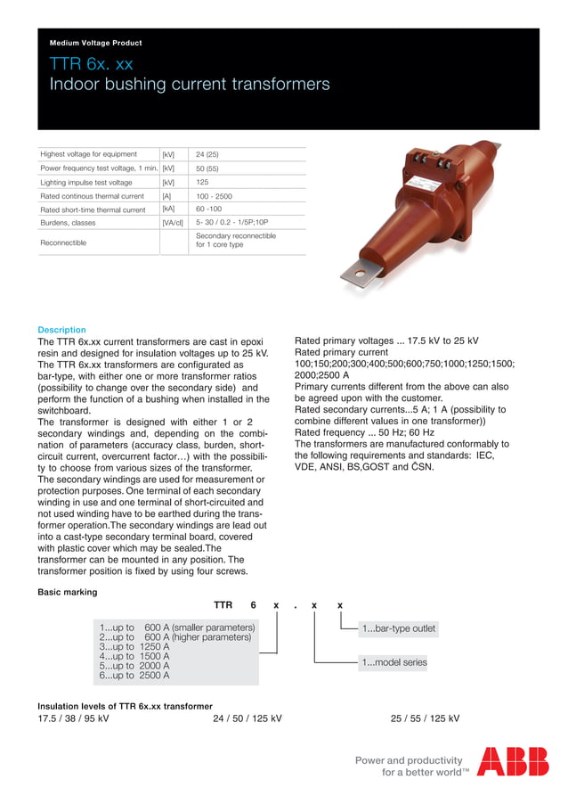 ABB TTR 6x MV Medium Voltage MV Current Transformers CT ABB Medium