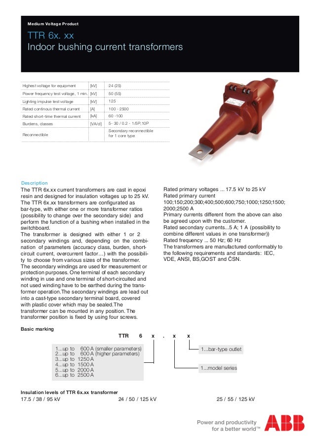 ABB TTR 6x MV Medium Voltage MV Current Transformers CT ABB Medium