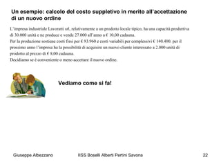 IISS Boselli Alberti Pertini Savona 22
Un esempio: calcolo del costo suppletivo in merito all’accettazione
di un nuovo ord...