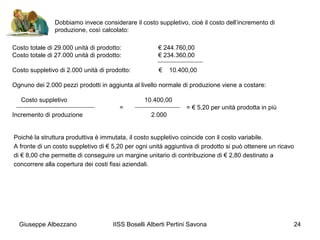 IISS Boselli Alberti Pertini Savona 24
Dobbiamo invece considerare il costo suppletivo, cioè il costo dell’incremento di
p...