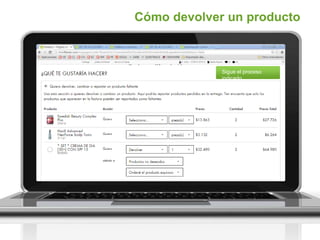 Sigue el proceso
indicado.
Cómo devolver un producto
 