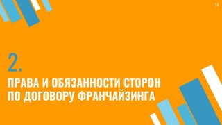 2.
ПРАВА И ОБЯЗАННОСТИ СТОРОН
ПО ДОГОВОРУ ФРАНЧАЙЗИНГА
16
 