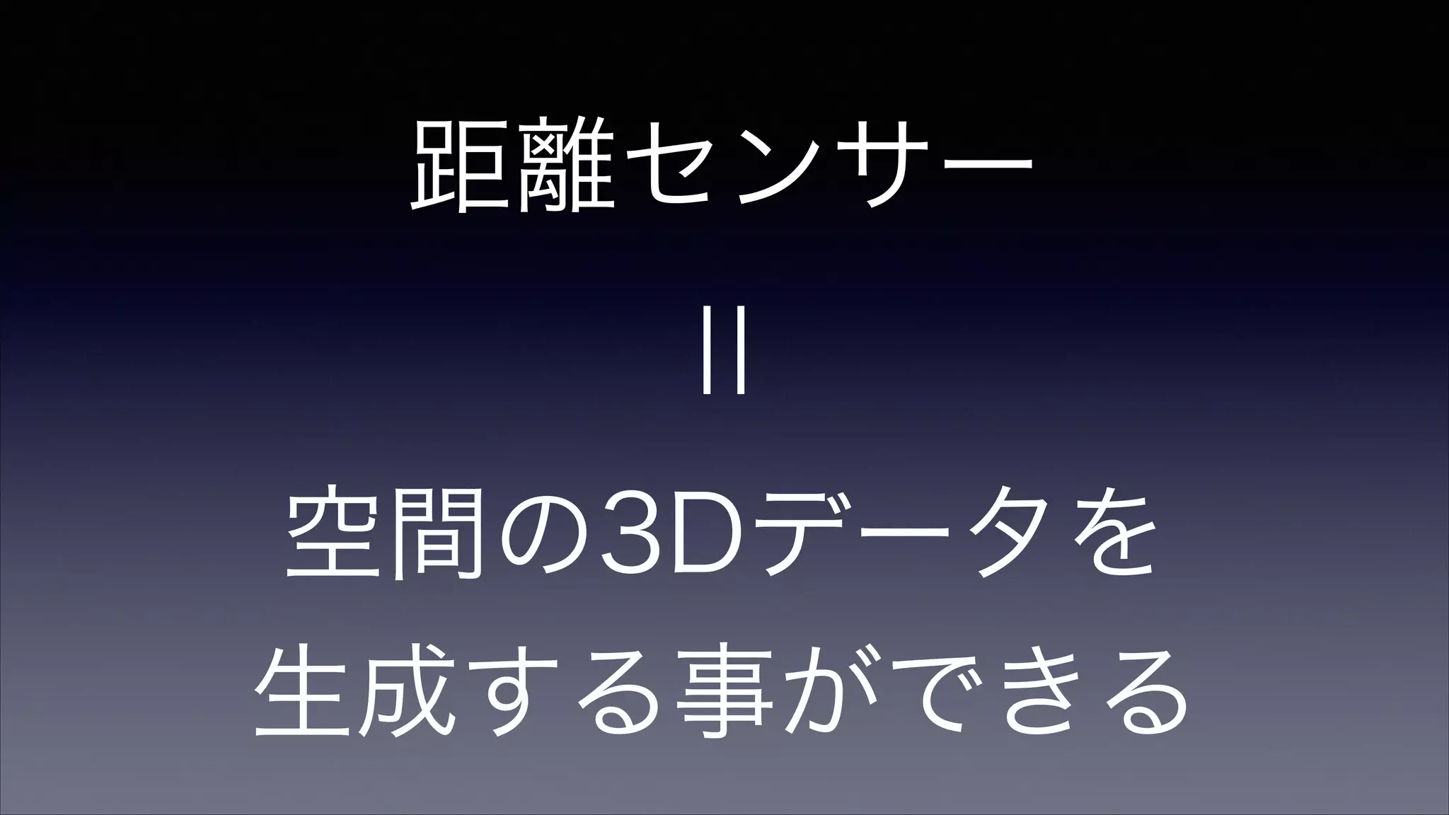 距離センサー
¦¦
空間の3Dデータを
生成する事ができる
 
