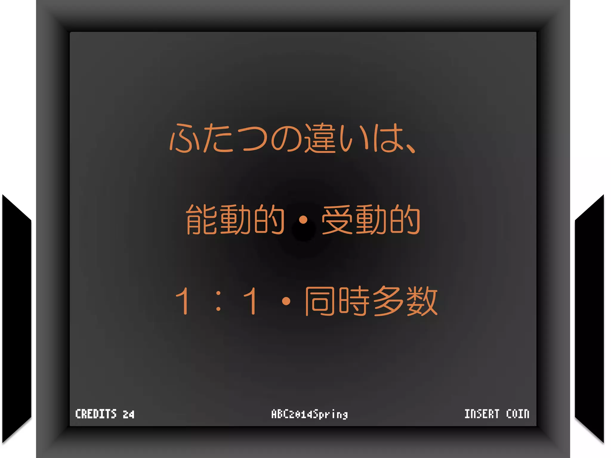 ふたつの違いは、
能動的・受動的
１：１・同時多数
INSERT COINABC2014SpringCREDITS 24
 