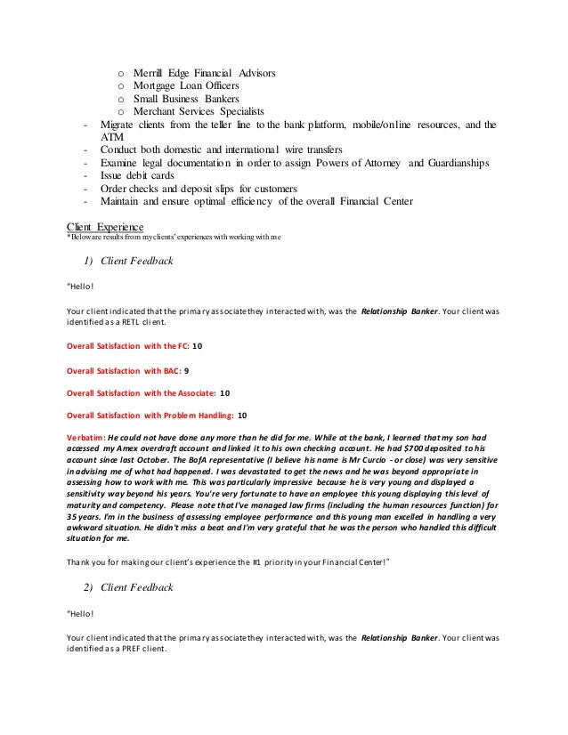 relationship banker resume