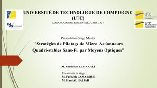 Présentation Stage Master
"Stratégies de Pilotage de Micro-Actionneurs
Quadri-stables Sans-Fil par Moyens Optiques"
M. Saadallah EL DARAZI
Encadrants de stage :
M. Frédéric LAMARQUE
M. Hani AL HAJJAR
UNIVERSITÉ DE TECHNOLOGIE DE COMPIEGNE
(UTC)
LABORATOIRE ROBERVAL, UMR 7337
 