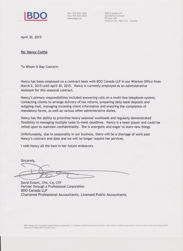 Bdo Letter