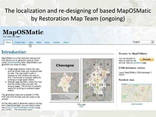 The Discussion of
          Restore Mapping Tag
name
                       Evacuation Housing
name:ja_kana
                       amenity=shelter
amenity
cuisineopening_hours
                       Massage shop
phone
                       shop=massage
addr:full
restart_day
source

                                        61
 