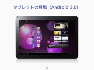 タブレットの登場（Android 3.0）
25
 