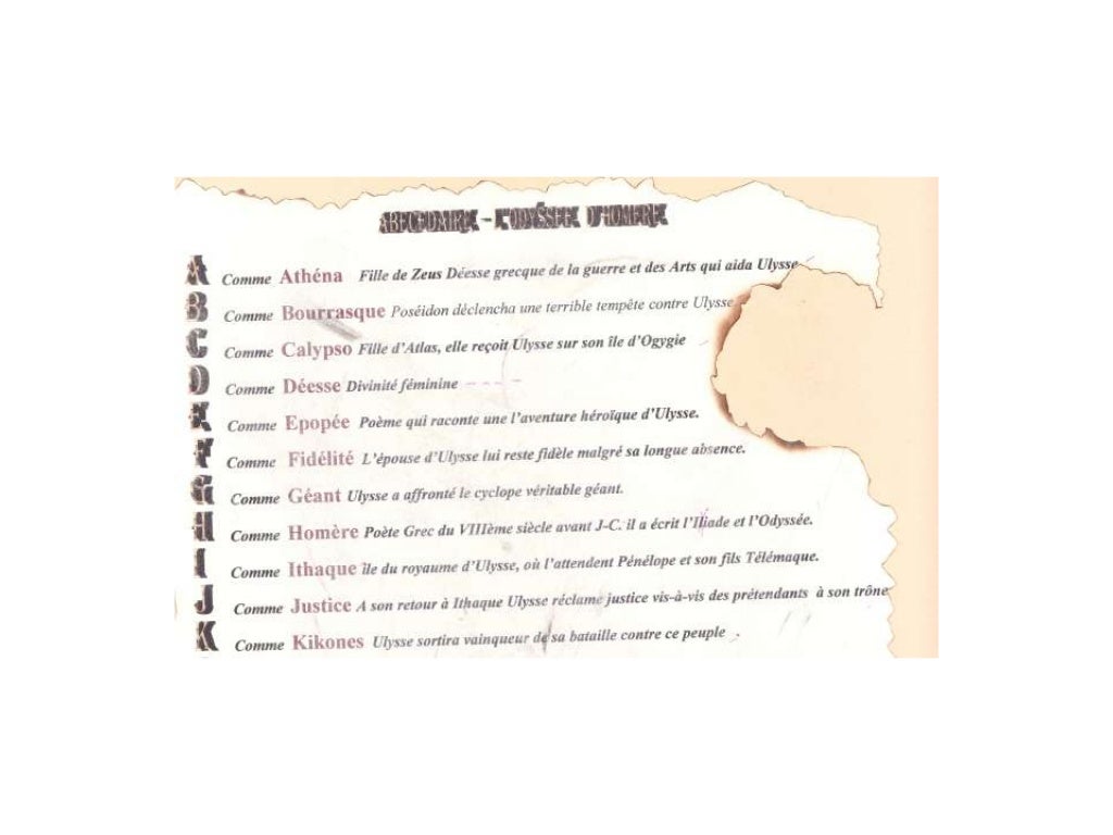 Abécédaire De L Odyssée D Ulysse