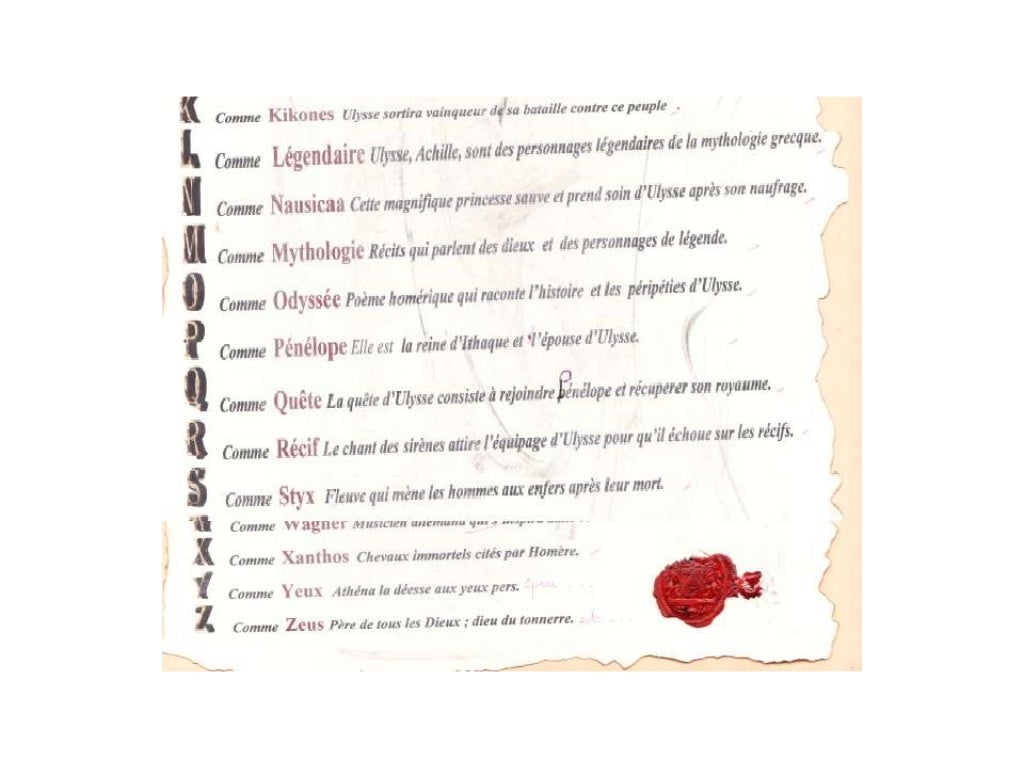 Abécédaire De L Odyssée D Ulysse