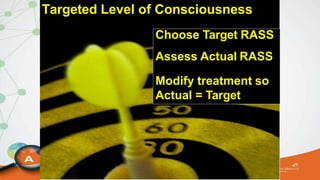 Targeted Level of Consciousness
Choose Target RASS
Assess Actual RASS
Modify treatment so
Actual = Target
 