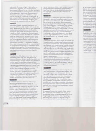 seulement) - la presse en ligne ? Si vous êtes un
grand lecteur de presse, vous pouvez préciser
depuis quand et dire ce qui est à l'origine de ce goût
pour la presse. Préférez-vous la presse quotidienne
ou les magazines ? Avez-vous un abonnement ?
Dans le cas contraire, il vous faut dire pourquoi
vous ne lisez pas ou n'aimez pas lire la presse. Ne
lisez-vous toutefois pas certaine presse ? Laquelle?
Quand et où ? Ne lisez-vous pas parce que vous
trouvez que les journaux sont (trop) chers ?
Je m'appelle Elena K. et quand j'étais petite, j'ai
joué de la clarinette. À15 ans, j'en ai eu assez et j'ai
arrêté. Je n'aimais pas mon prof qui était très sévère
et n'était jamais satisfait de mes résultats. Mes
parents ont alors vendu ma clarinette. J'étais très
triste de ne plus la voir dans ma chambre, mais je
ne voulais pas le montrer. Quand je me suis mariée
et que j'ai eu des enfants, j'aurais vraiment voulu
leur jouer les mélodies que j'avais apprises. C'est
pour ça que je me suis mise en tête de reprendre
des cours. Je fais des économies pour m'acheter
une nouvelle clarinette. Ce ne sera plus la même
chose qu'avant, mais tant pis. Je me suis renseignée
au conservatoire pour savoir s'il y avait des cours
particuliers pour adultes. C'est assez cher, mais je
veux absolument m'y remettre. Je voudrais pouvoir
jouer dans un orchestre et rencontrer d'autres
musiciens.
Il faudrait tout d'abord préciser si vous avez un
ordinateur ou non chez vous et s'il est ou non
connecté à Internet. Dans ce cas, il est probable que
vous utilisiez plus souvent Internet, h faudrait alors
préciser quand vous le faites et dans quel but.
Ce recours à Internet est-ilpour vous une obligation
àlaquelle vous vous soumettez ou bienle faites-vous
par plaisir ? Pensez-vous qu'Internet prend trop
de place dans votre vie ou bienau contraire
faites-vous en sorte de ne l'utiliser que lorsque
vous en avez besoin, par exemple pour votre
courrier électronique ? Si vous n'avez pas Internet,
l'utilisez-vous parfois ? Où et quand et dans
quel but ? Voudriez-vous pouvoir i'utïù'ser pius
souvent? Que pensez-vous faire pour cela ?
MtH'iHft'l
Je m'appelle Hildegard et je viens d'Allemagne.
J'apprends le français depuis 6 ans. Je me
souviens d'un mot que j'avais entendu et que je
ne connaissais pas : pervenche. Je n'avais aucune
idée de ce que ça pouvait vouloir dire mais je
trouvais que ce mot sonnait bien. J'imaginais
que ça devait être un objet tout rond, tout doux,
peut-être en soie, peut-être en cachemire. Rien
que Vidée de le caresser me faisait du bien. Quelle
surprise et quelle déception quand j'ai appris
que c'était une fleur et même une contractuelle.
L'expression que je trouvais très drôle, c'était
« avoir une case en moins ». Je ne sais pas pourquoi.
J'imaginais quelqu'un avec des cases, comme un
tiroir et je trouvais ça très drôle. Un jour, quelqu'un
m'a expliqué... Chez nous on dit « avoir une vis
desserrée ».
MWiH4»
Nommez tout d'abord cette spécialité culinaire et
demandez à l'examinateur s'il la connaît. Si ce n'est
pas le cas, il vous faut dire en quoi elle consiste:
est-ce un plat ou un dessert ? Quels en sontles
principaux ingrédients ? Où la mangez-vous ? Chez
vous ou au restaurant ? En mangez-vous souvent?
Quila prépare ? Vous-même ou quelqu'un de
votre famille ? Est-ce difficile à préparer ? Si cette
spécialité est connue de l'examinateur, vous pouvez
essayer de savoir si ce qu'il connaît correspond
vraiment à ce qui est servi dans votre pays (il y a
souvent de grandes différences...). Dans les deux
cas, dites pourquoi c'est votre plat préféré,
]e m'appelle Francesco. Je suis Italien. Si on dit de moi
que je suis gentil, c'est parce que j'essaye toujours de
faire plaisir àtoutle monde. Je fais toutpourrendre
service à mes amis, à mes proches. En général quand
on parle de gentillesse, on parle plutôt d'une qualité.
Mais parfois, je me dis que j'en fais trop, queles gens
m'exploitent et que je ne peux pas me défendre. Dans
ce cas-là, ce serait plutôt un signe de faiblesse de ma
part. Je voudrais que ceux que j'aime, qui me sont
proches me soient reconnaissants, qu'ils apprécient
ce que je fais pour eux...
Mais j'ai souventl'impression que ceux qui
m'entourent m'en demandent toujours plus et
profitent de ma gentillesse pour me faire faire des
choses qu'ils n'ont pas envie de faire eux-mêmes.
Pour moi, la gentillesse reste une qualité et je suis
content de la posséder.
Q3B5HH!
Il vous faut commencer par citerles pays où vous
vous êtes rendu(e) et dire ensuite si cela a eulieu
il y a longtemps ou non. Dites ensuite si vous
retournez souvent dans l'un (ou certains) d'entre
euxef pourquelle(s} raison(s) : travail ouplaisir.
Vous pouvez également préciser dans quelle(s)
ville(s) et / ou région(s) vous êtes allé(e) et ce que
vousy avez fait. Vous pouvez aussi dire quel(s) est /
sont le(s) pays que vous ne connaissez pas encore et
dans le(s)quel(s) vous aimeriez vous rendre et dans
quel but : pour visiter ou tout spécialement voir un
lieu ou un monument ?
Je m'appelle Yuxian et je viens de Chine, je suis
née enChine en avril 1987, l'année dulapin, ce
petit animal délicat qui a besoin d'amis. On dit de
lui qu'il apprécie l'harmonie et ne supporte pas
les conflits et la violence. Le lapin est calme, il
s'entend bien avec tout le monde, aime la lecture
et les travaux intelleci
à demi-mot, ain
pas qu'on dérar.
que je ressemblais à o
je me suis mise à colle
seulementles bleus p¡
au ciel, à certair
chez nous et aussi a b
centaine, despc
différentes, habillés-
Je ne sais pas ce que je
que je garde précieuse
de soie, mais ch:
j'emporte quelq
Je m'appelle Rc
maternelle, c'est
plus mélodieu:-:
quel'allemand ;
.
pas toujours au:
Et puis, Válleme-.:
ne sont pas fac:
ont pas. Dans le
difficiles àprer
français... Mai?
mots àl'infini- À pai
il faut faire tou:
même chose... Et ". alk
intraduisibles e
14
 