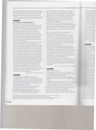 chez un vétérinaire spécialisé en homéopathie peut
coûter en moyenne jusqu'à 30 % plus cher. Elle peut
durer plus d'une heure, alorsqu'une consultation
classique ne prend qu'une vingtaine de minutes.
D'après Dr)ean-Claude Colombo, vétérinaire homéopathe, Emmanuelle
Figueras et Isabelle Aslan, Femmeactuelle n' 1416,14-20 novembre 2011.
Wm'üJtiH
Les souvenirs de David Foenkinos1
« Mon enfance est une boîtepleine de nos
souvenirs» : ainsiparle le narrateur alors qu'il vient
d'enterrersongrand-père. C'estl'occasionpourlui
de repasserle film de cette enfance aux côtés de ses
aïeuls, dont il retrace l'existence, parbribes.
«ilpleuvait tellementlejourde la mort demon
grand-père que je ne voyais presquerien.Perdu
dans lafoule des parapluies, j'ai tenté de trouver un
taxi. Je ne savais paspourquoi je voulais à toutprix
me dépêcher, c'était absurde, à quoi cela servait
de courir, il était là, il était mort, il allait à coup sûr
m'attendre sans bouger.
Deux jours auparavant, il était encore vivant. J'étais
allé le voirà l'hôpital dufoemlin-Bicêtre,avec
l'espoirgênant que ce serait la dernièrefois. L'espoir
que le long calvaireprendraitfin.Je l'ai aidé à boire
avec unepaille. La moitié de l'eau a coulé le long de
son cou et mouillé davantage encore sa blouse, mais
à ce moment-là il était bien au-delà de lïnconfort.
Il m'a regardé d'un air désemparé, avec sa lucidité
des /ours valides. C'était sûrement ça leplus violent,
de lesentir conscient de son état. Chaque souffle
s'annonçait à lui comme une décision insoutenable,
je voulais lui dire que je l'aimais, maisje n'y suispas
parvenu, j'y penseencoreà ces mots, età ¡apudeur
qui m'a retenu dons l'inachèvement sentimental.
Une pudeurridicule en de telles circonstances.
Unepudeur impardonnable etirrémédiable, j'ai
si souvent été en retard sur les mots quej'aurais
voulu dire, je ne pourrai jamaisfaire marche arrière
vers cette tendresse. Saufpeut-être avec l'écrit,
maintenant, /epeux lui dire, là. »
David Foenkinos. íes souvenirs, Gallimard.
MiUUiffiBl
Énergies propres, traitement des déchets,
aménagement du territoire... L'environnement est
un secteur porteur, qui attire et recrute. Mais face à
la quantité d'offres de formations, comment choisir
celle qui correspond le mieux à votre projet et vous
garantit un emploi... durable ?
Certainsvoient en lui un eldoradoéconomique
ou carrément le vivier d'emplois de l'avenir.
L'environnement est un secteur porteur,
renvoyant àdes spécialités (climat, biodiversité,
économies d'énergie, traitement des déchets,
ttmmÊmmimmÊmiÊ^mÊmmm TRANSCRIPTIONS
bâtiment, transports, qualité de l'air...)et àdes
métiers nombreux et extrêmement diversifiés
(technicien forestier, animateur nature, ingénieur
analyste de l'air, hydrobiologiste, agent de station
d'épuration...). On y note à la fois une création
d'emplois nouveaux etun «verdissement » de
métiers déjà existants, comme dans le bâtiment,
l'industrie ou lalogistique.
Aprèsle Grenelle3
del'environnement, lancé en
2007, une « révolution verte » doit être menée, avec
«plus de cinq cent mille emplois créés entre 2009 et
2020 », selon Jean-Louis Borloo, alors ministre de
l'Ecologie. Seulement, la crise a freiné le processus.
[_.]
Faut-il donc selancer tête baissée dans ces
filières? « Beaucoup de ces métiers sont
vocationnels, àforteimage de marque, et attirent
énormément. [...] Lesjeunes espèrent travailler
dans la nature, observer des animaux, œuvrer au
bien commun. Oron seretrouverarement surle
terrain, on travaille cinquante heures par semaine,
et souvent dans un bureau, surtout occupé à des
tâches administratives. » [...]
Le secteur connaît cependant un problème de
taille. Le Centre d'études et de recherches sur les
qualifications notait en juillet 2011 un « décalage
entre les aspirations des étudiants et lesprogrammes
déformation d'un côtéet laréalitédu marchéde
l'emploi de l'autre. Beaucoup d'étudiants seforment
par exemple au développement durable, alors que
trèspeudepostessontdisponibles. » [...]
Avant de choisir son cursus, il faut donc se
renseigner précisément surla profession soûl.
[via des stages ou du bénévolat, notamment), a
d'évaluer au mieux les compétences et diplômes
demandés.
D'après Laurence Le Saux, Télèrama, 23 nov^
>;ttWibUAH
Chers auditeurs, bonjour,
En ces temps de crise, nous nous intéresserons
à une étude de l'Insee, publiée aujourd'hui, su
patrimoine des Français en 2010.
Le patrimoine des Français connaît de grandes
disparités et les inégalités se sont creusées dep
2004,
La différence entreles avoirs des 10 % des Frsr
les plus fortunés et des 10 % les moins riches
en hausse déplus de 30 %. Lepatrimoine des
premiers, qui s'élèveau minimum à 552300 €, esi
ainsi 205 fois supérieur à celui des plus modestes
qui n'atteint, au maximum, que 2 700 €.
C'est un écart énorme en comparaison avec les
différences de revenus. En effet, en 2009, celui des
10 %lesplus a
celui des 10e
:
La moitié du p
patrimoine brut toé
Le montant du paa
de l'âge. Les p
des 60-69 ans ave
moyenne à pr
moins de 30 s:
Avec 62 %, la p
-'irnoine de
priétaires i
Le de l'être.
L'achat d'un logemi
dans la cor.
opriétaires e:
locataires ou despx
tcoi
•
prospéritépatrima
- '':'•- 1-e:"
• ' f H Ï H t B
:
=emblébon i
-
1. David Foenkinos, né en 1974 àParis, est unromancierfrançais. Avec son frère Stéphane, il a tourné une adaptation
de sonromanLo Délicoresse pour le cinéma. Le hlm est sorti surles écrans en décembre 2011.
2. Le Gtenelle : Depuis « les accords de Grenelle » qui se sont déroulés rue de Grenelle, à Paris, au ministère du Travail,
enmai1968, toutegrandeconférence entrepartenairessociaux etl'Etata été nommée « Grenelle de- ».
fobjets entre partie
. autes ne se
.ifientpasas
•"posant un prix a
•orles véhicules. £
»p»e. il est recommi
ÙMeimédiaires de
42
 
