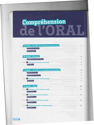 A comme... aborderla compréhension de l'oral
Description de l'épreuve
EHEÜ5E5S
7
7
7
B comme... brancher
Exemple d'une activité à réaliser
IIIIIIIIllil^Bi Interaction entre locuteurs natifs
f.f
«f«m>J?n
8
8
8
Ccomme... contrôlerla compréhension de l'oral ••"•• * -"
Grilles de correction I
Proposition de correction
////////////H Interaction entre locuteurs natifs
l'rym'fiï'B
9
9
9
•• -• •
D comme... DELF
liillHIlli/fBt Interaction entre locuteurs natifs
ACTIVITES 2 á 13,
///////////.<E| Comprendre en tant qu'auditeur
ACTIVITES 1 à 18.'
////////////fifl Annonces et instructions orales
ACTIVITES l à 11
IIIHIlimyA Émissions de radio et enregistrements
ESEmïTrii
10
10
16
24
30
 