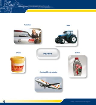 Gasolinas Diesel 
Grasas Aceites 
Petróleo 
Combustibles de aviación 
42 www.jubileobolivia.org.bo 
 