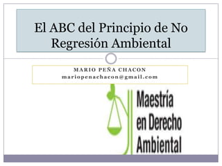 El ABC del Principio de No
Regresión Ambiental
MARIO PEÑA CHACON
mariopenachacon@gmail.com

 