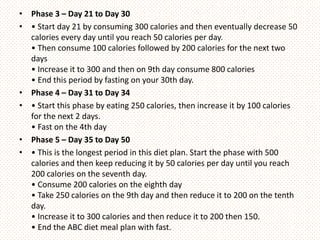 ) first increase then decreasecalorie is defined..... Abc diet for weight loss | PDF