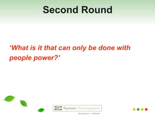 Second Round ‘ What is it that can only be done with  people power?’ 