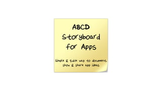 ABCD
Storyboard
for Apps
Simple & quick way to document,
show & share app ideas
 