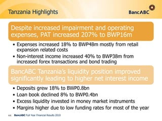 Botswana Highlights42BancABC Full Year Financial Results 2010