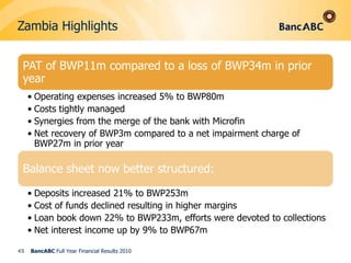 Mozambique Highlights43BancABC Full Year Financial Results 2010
