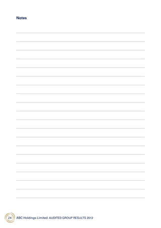 ABC Holdings Limited  Audited Group Results 201224
Notes
 