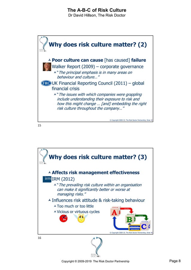 ABC of risk culture. Dr David Hillson | PDF | Business | Business and ...