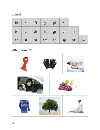 24
Blends
bl cl fl gl pl sl
br cr dr fr gr pr tr
sc sk sl sm sn sp st sw
What sound?
 