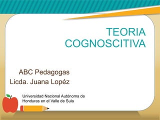 TEORIA
COGNOSCITIVA
ABC Pedagogas
Licda. Juana Lopéz
Universidad Nacional Autónoma de
Honduras en el Valle de Sula
 