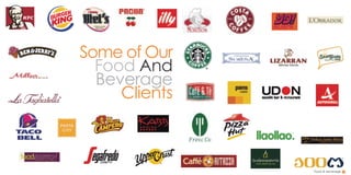 Food & beverage
Some of Our
Food And
Beverage
Clients
 