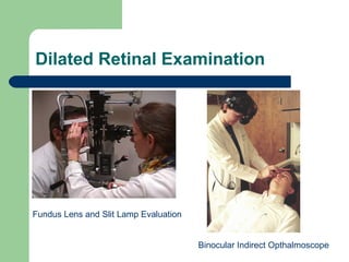 Dilated Retinal Examination Fundus Lens and Slit Lamp Evaluation Binocular Indirect Opthalmoscope 