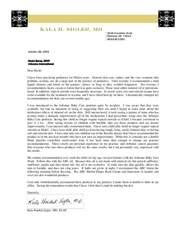doctor recommendation letter