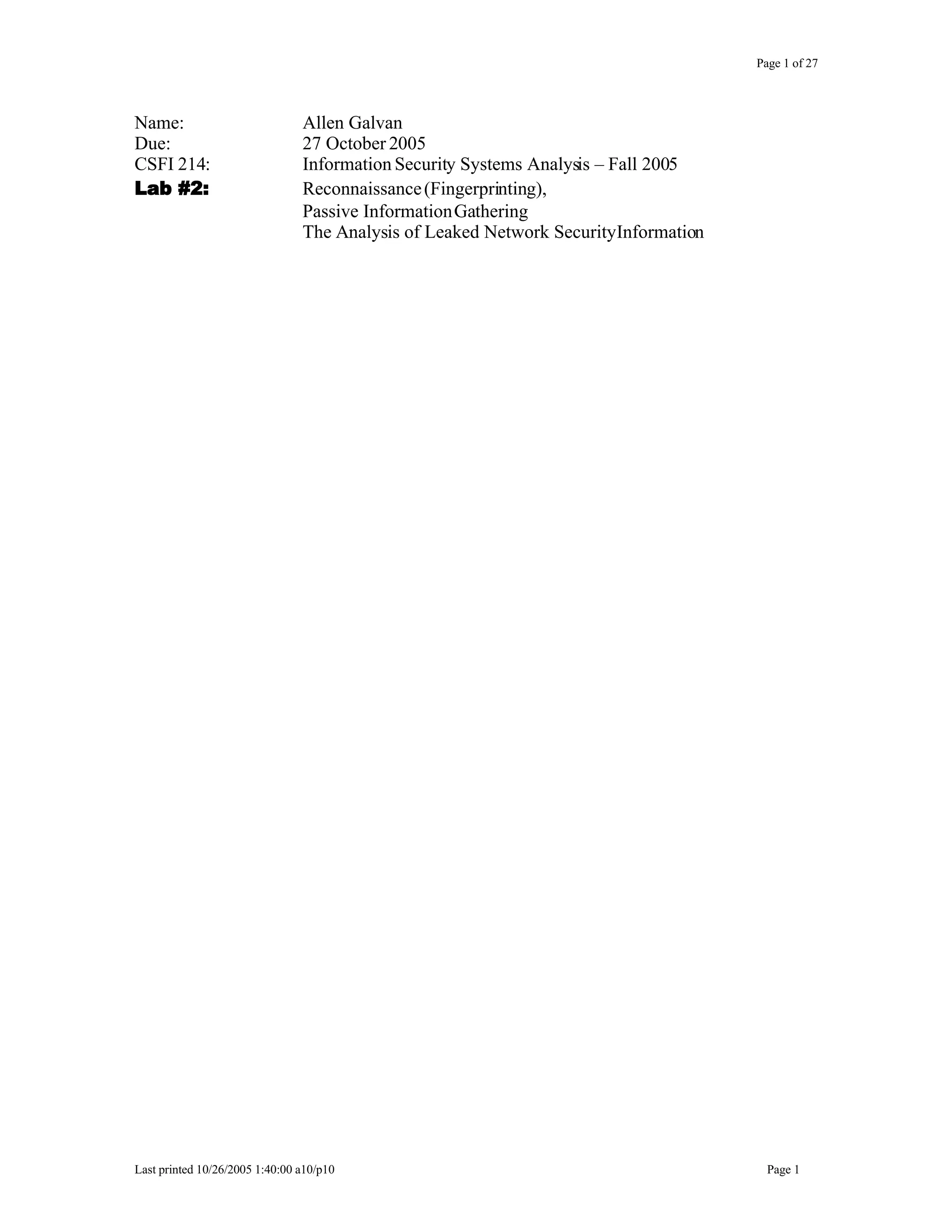 Leaked Network Security Information Analysis