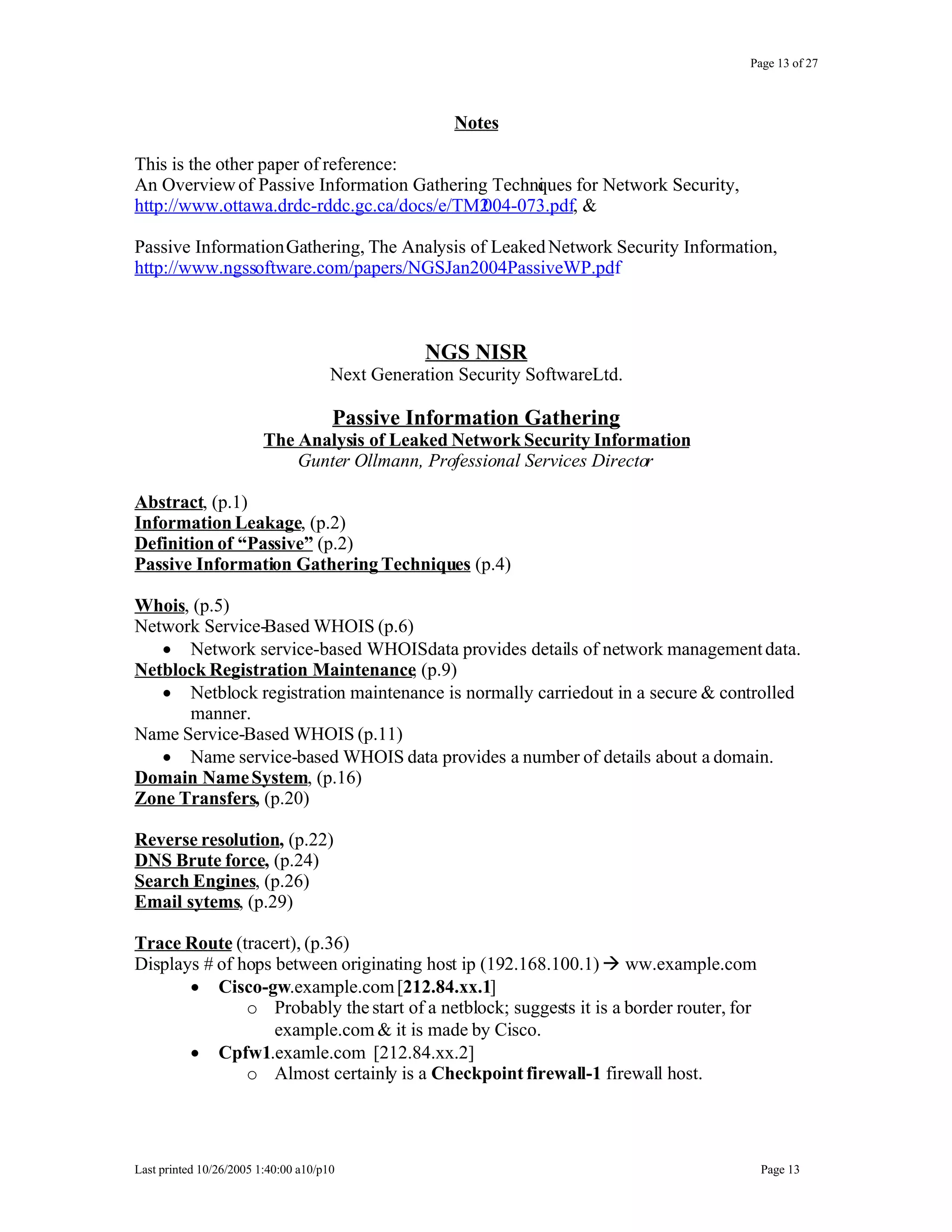 Leaked Network Security Information Analysis