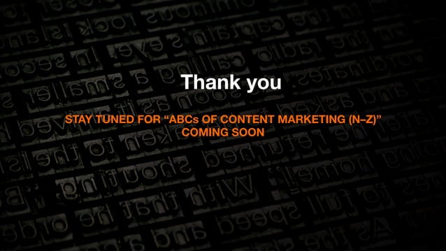 ABCs Of Content Marketing A M PPT