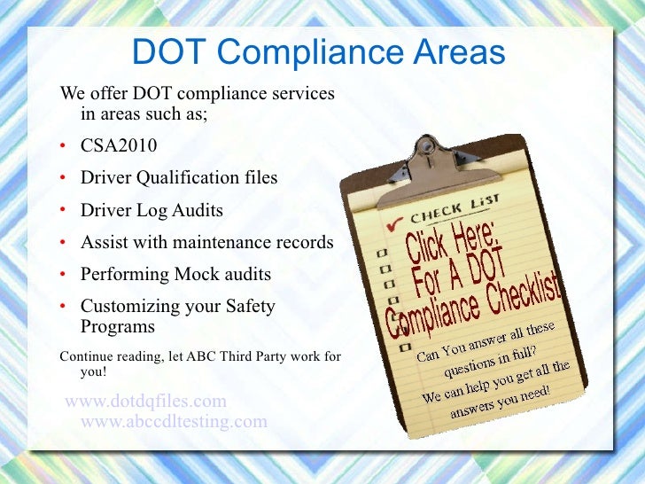 abc third party dot compliance dot maintenance log