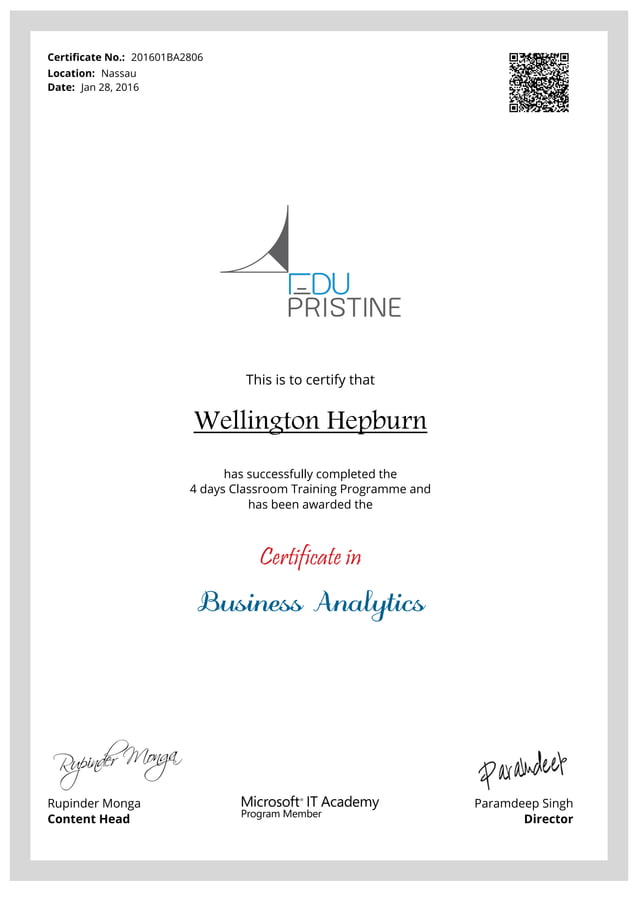 Certificate Of Completion Business Analytics Course PDF Business Certificate of completion business analytics course pdf business