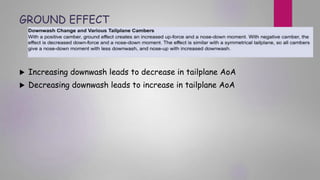 GROUND EFFECT
 Increasing downwash leads to decrease in tailplane AoA
 Decreasing downwash leads to increase in tailplane AoA
 