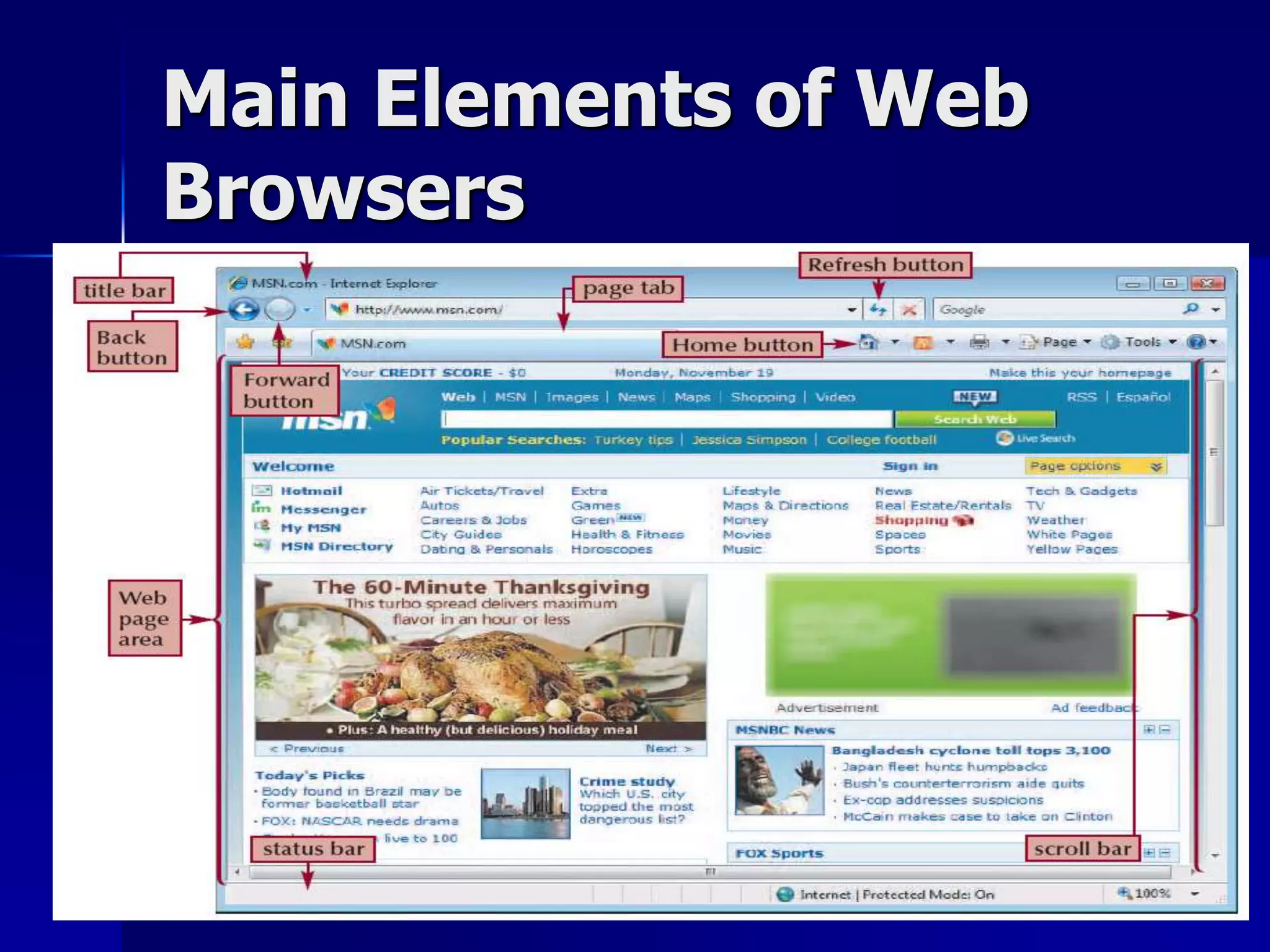 Main Elements of Web
Browsers
 