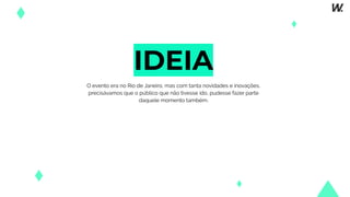 IDEIA
O evento era no Rio de Janeiro, mas com tanta novidades e inovações,
precisávamos que o público que não tivesse ido, pudesse fazer parte
daquele momento também.
 