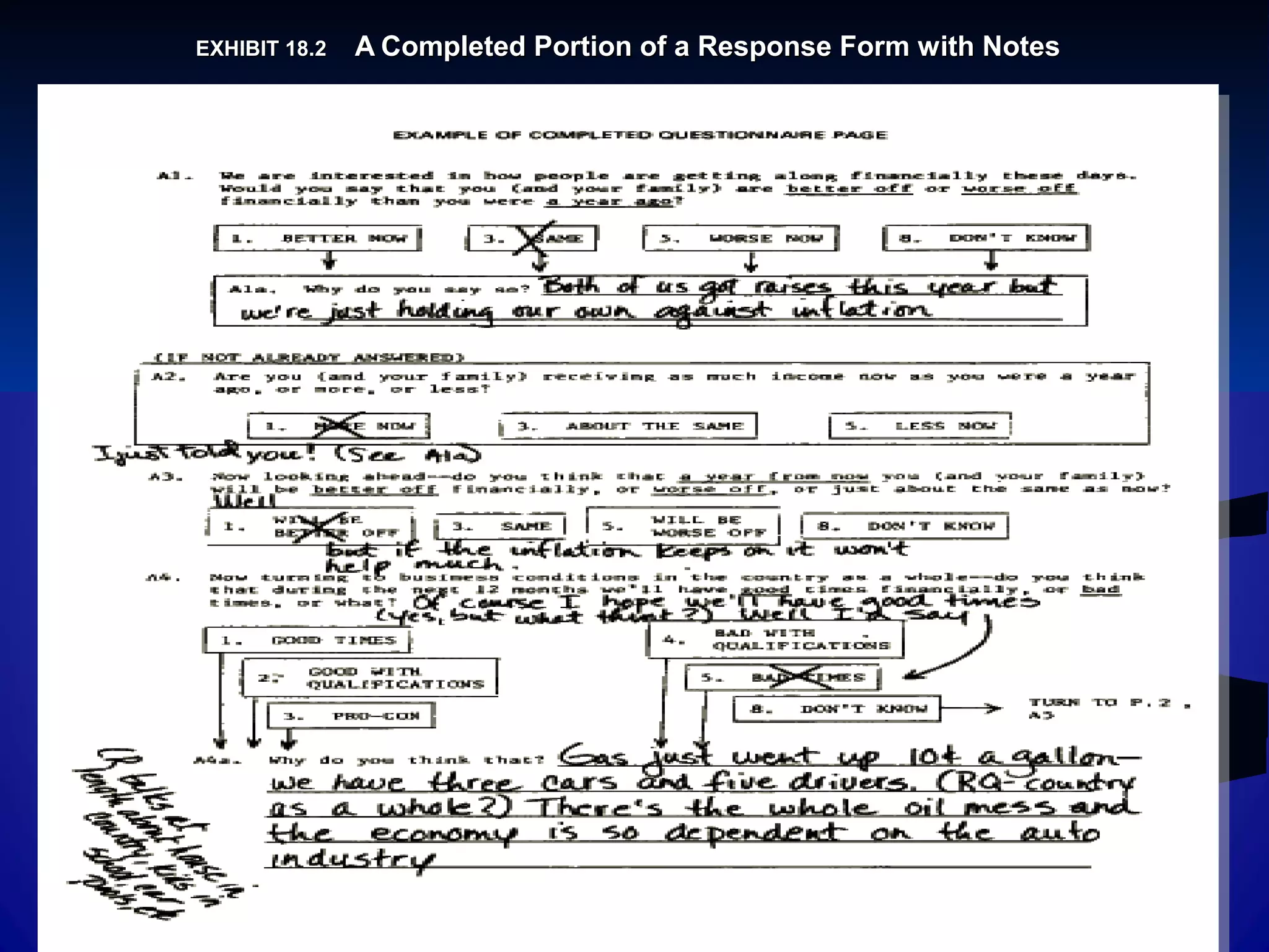 18–114
EXHIBIT 18.EXHIBIT 18.22 A Completed Portion of a Response Form with NotesA Completed Portion of a Response Form with Notes
 