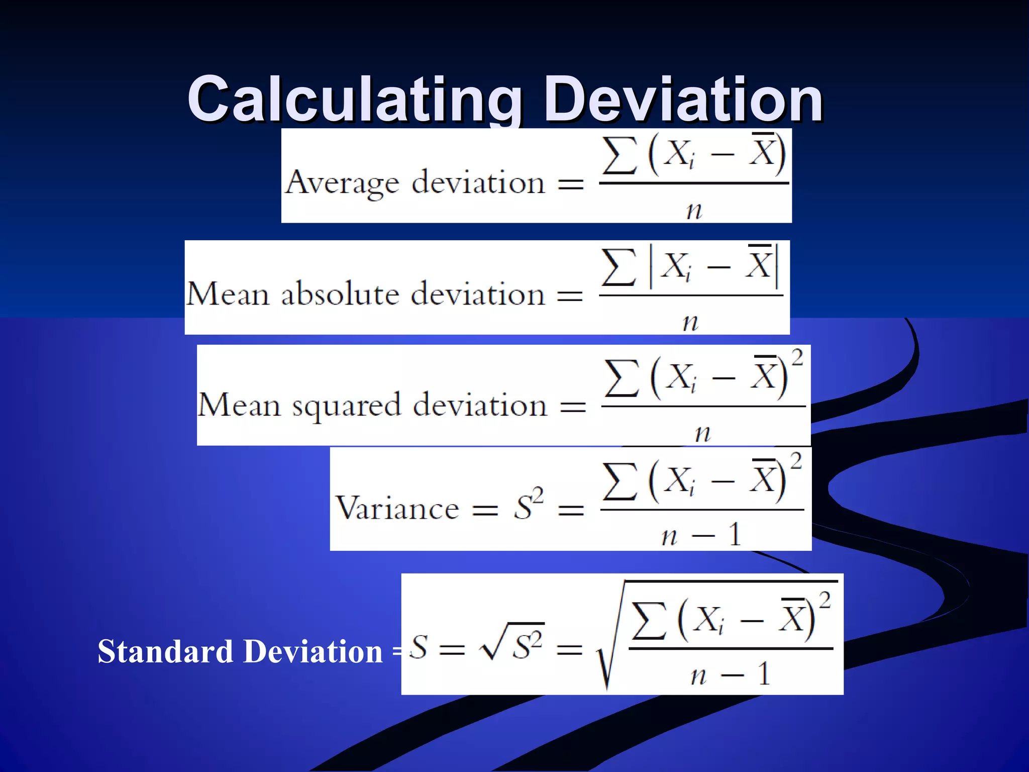 Calculating DeviationCalculating Deviation
Standard Deviation =
 
