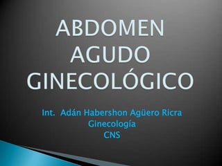 ABDOMEN AGUDO GINECOLÓGICO Int.  Adán Habershon Agüero Ricra Ginecología CNS 