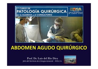 ABDOMEN AGUDO QUIRÚRGICO
Prof. Dr. Luis del Rio Diez
Jefe del Servicio de Cirugía General – H.E.C.A.
 