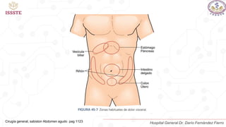 Cirugía general, sabiston Abdomen agudo pag 1123 Hospital General Dr. Darío Fernández Fierro
 