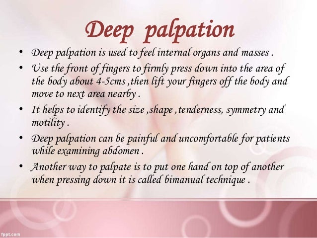 Bimanual technique for palpation meaning