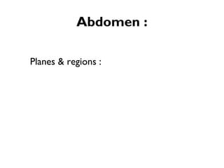 Abdomen :
Planes & regions :

 