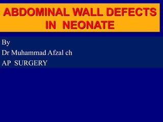ABDOMINAL WALL DEFECTS
IN NEONATE
By
Dr Muhammad Afzal ch
AP SURGERY
 
